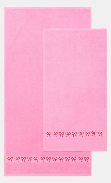 Sinsay - Pamut törölköző jacquard masnis szegéllyel - élénkpink