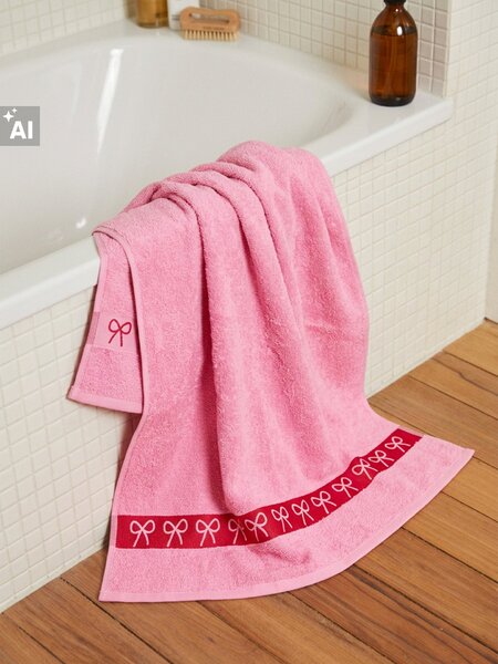 Sinsay - Pamut fürdőlepedő jacquard masnis szegéllyel - élénkpink