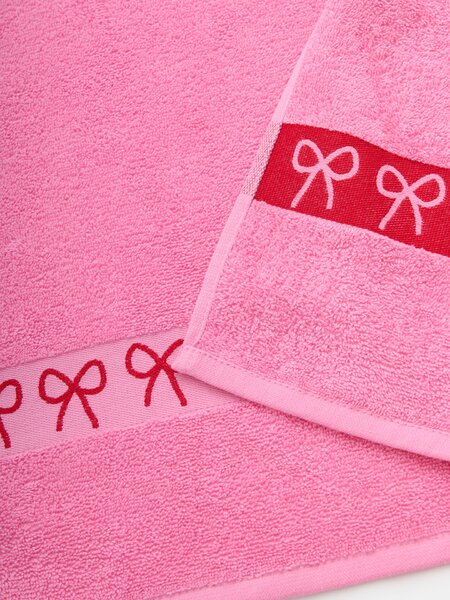Sinsay - Pamut fürdőlepedő jacquard masnis szegéllyel - élénkpink