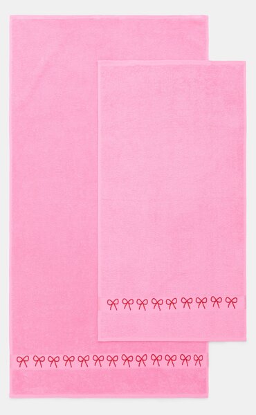 Sinsay - Pamut fürdőlepedő jacquard masnis szegéllyel - élénkpink