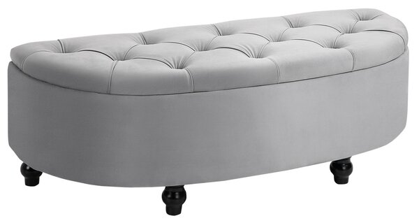 HOMCOM Tárolópad, Kárpitozott pad bársonyhatású bevonattal, tárolósláda falábakkal, 120 x 46 x 42 cm, szürke