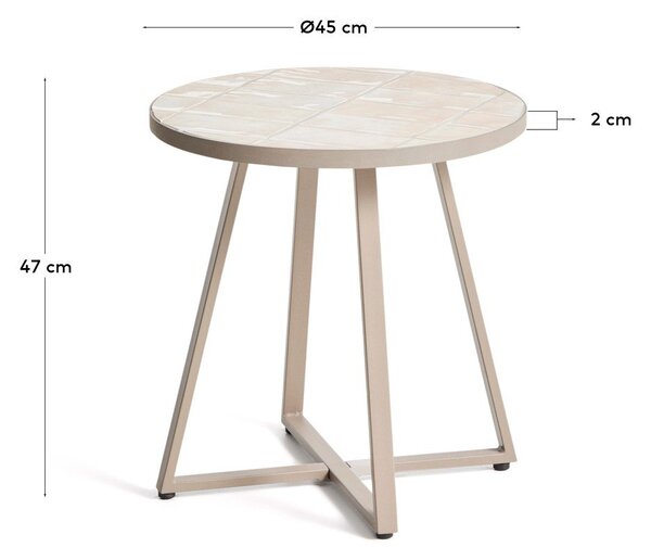Kerek kerti kisasztal kerámia asztallappal ø 45 cm Tella – Kave Home