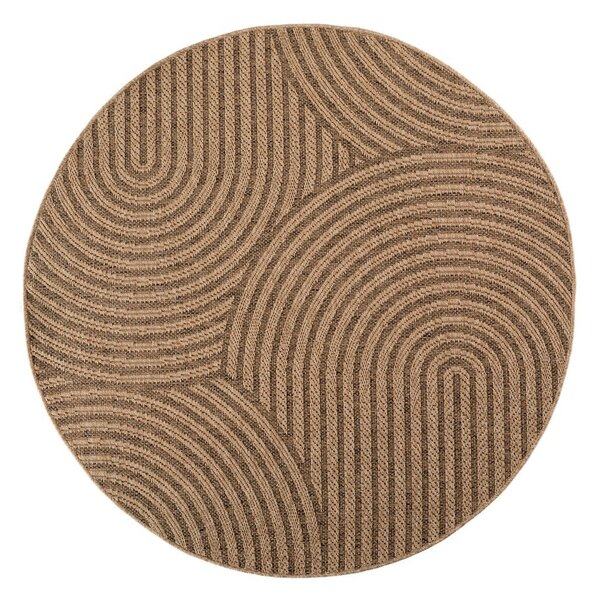 Barna kerek kültéri-beltéri szőnyeg ø 160 cm Timber 1401 – Ayyildiz Carpets