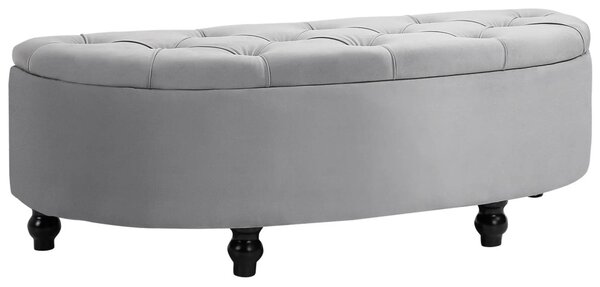 HOMCOM Tárolópad, Kárpitozott pad bársonyhatású bevonattal, tárolósláda falábakkal, 120 x 46 x 42 cm, szürke
