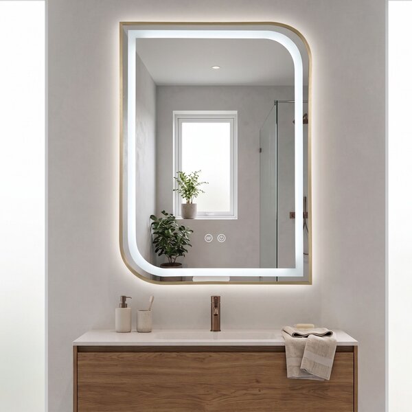 LED Tükör ZONE 70X50 BRUSH GOLD