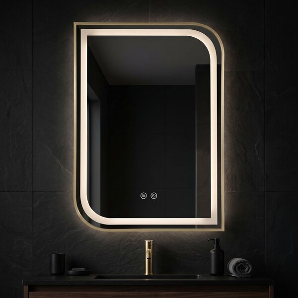 LED Tükör ZONE 70X50 BRUSH GOLD