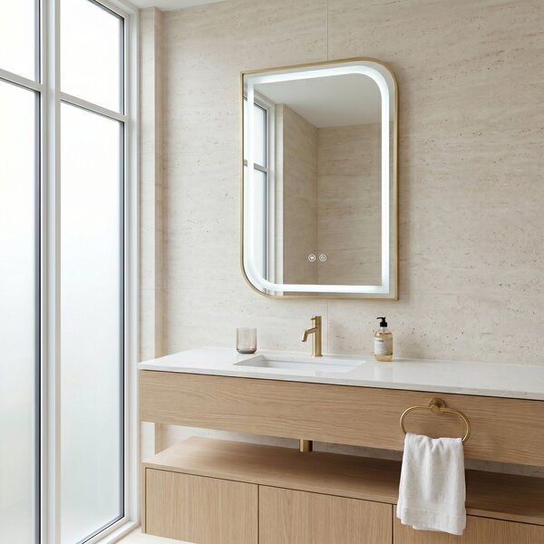 LED Tükör ZONE 70X50 BRUSH GOLD