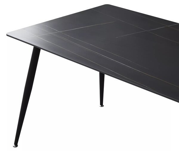 Étkezőasztal RION 130x70 cm kerámia lappal, fekete márvány