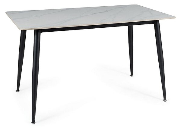 Étkezőasztal RION 130x70 cm kerámia lappal, fehér márvány
