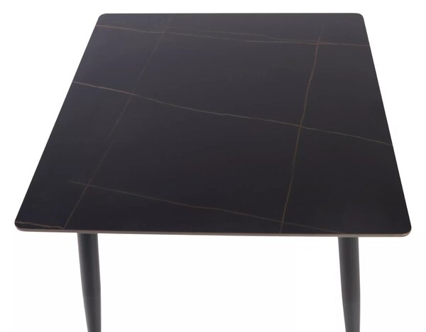Étkezőasztal RION 130x70 cm kerámia lappal, fekete márvány