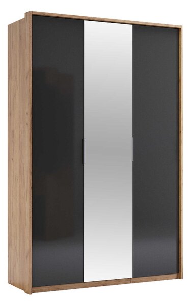 DOTA 3D ruhásszekrény tükörrel, 139,8x213,2x58,5, Kraft tölgy/smooth grey