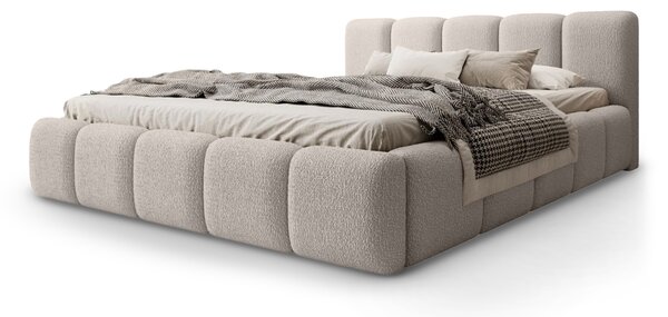 FEROS 19 Slim kárpitozott ágyneműtartós franciaágy 140x200 - bézs
