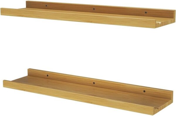 Vicco Linus természetes bambusz képkerettartó fali polc, 60 cm, 2 darabos szett