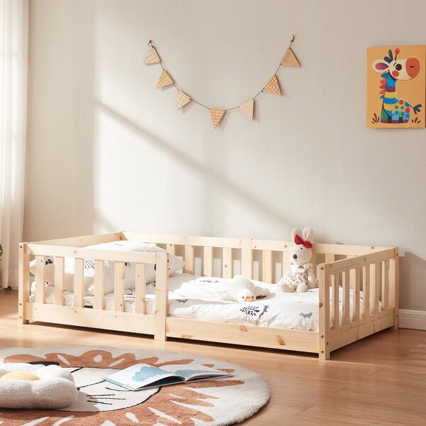 Montessori gyerekágy Tanna leesésgátlóval 80x160 cm natúr [en.casa]