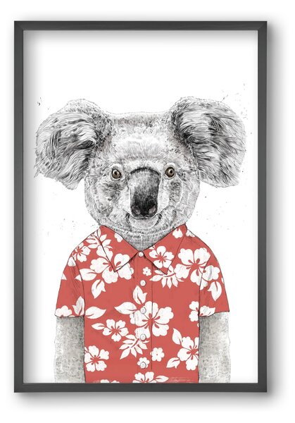Summer koala (red) - falikép keretben | artbridge