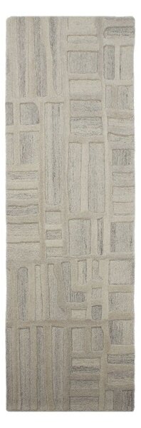 Szürkésbézs kézi szövésű gyapjú futószőnyeg 80x300 cm Elva – Flair Rugs