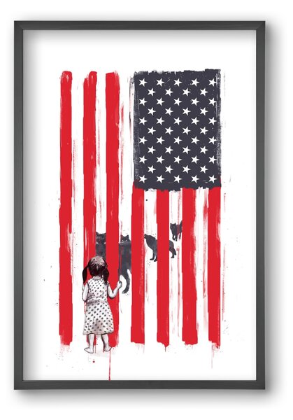 Little girl and wolves - falikép keretben | artbridge