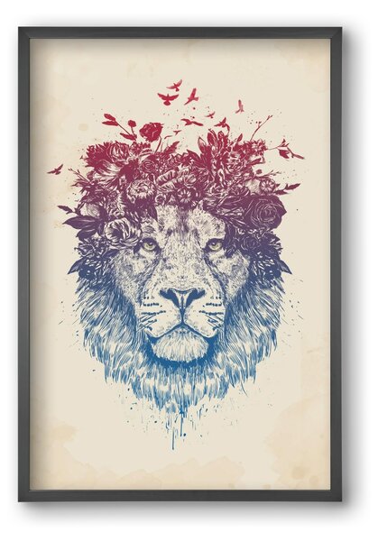 Floral lion III - falikép keretben | artbridge