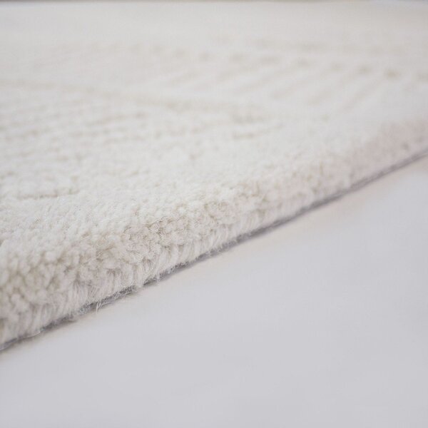Fehér kézi szövésű gyapjúkeverék szőnyeg 140x200 cm Sculptured Wave – Flair Rugs