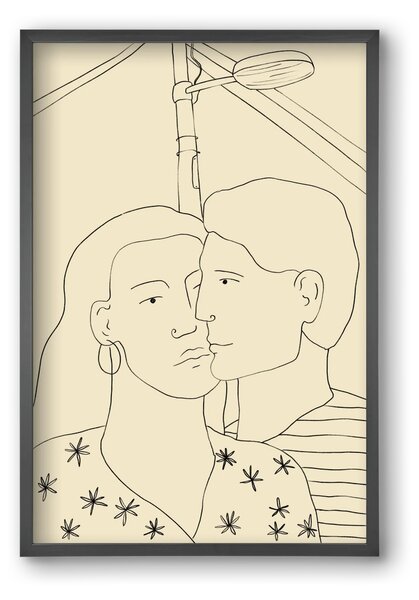 COUPLE IN LOVE UNDER A STREET SIGN - falikép keretben | artbridge