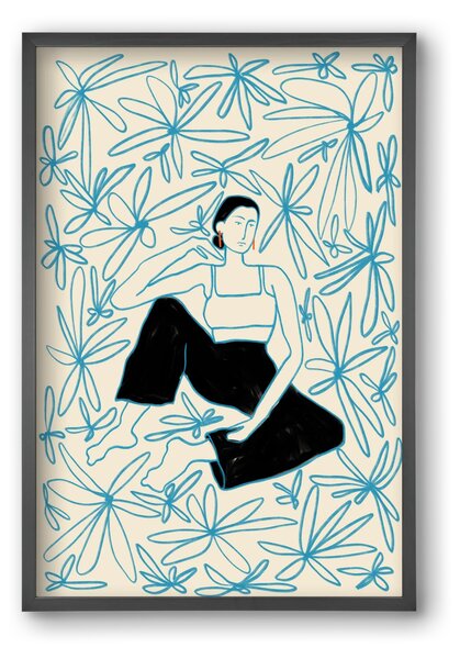 Woman in a field of flowers - falikép keretben | artbridge
