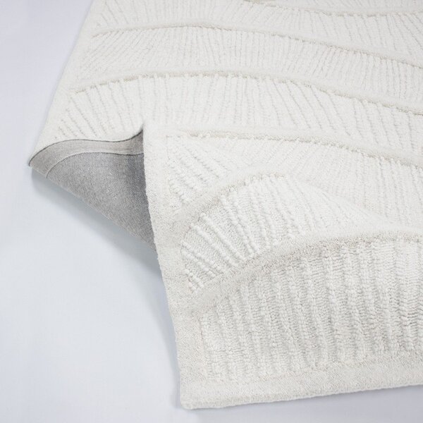 Fehér kézi szövésű gyapjúkeverék szőnyeg 140x200 cm Sculptured Wave – Flair Rugs