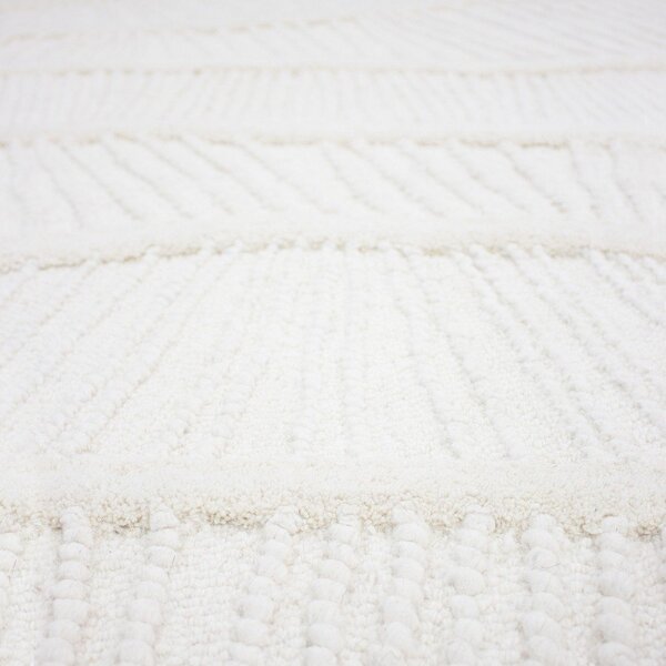 Fehér kézi szövésű gyapjúkeverék szőnyeg 140x200 cm Sculptured Wave – Flair Rugs