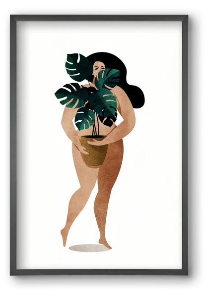 Nude With Plant - falikép keretben | artbridge
