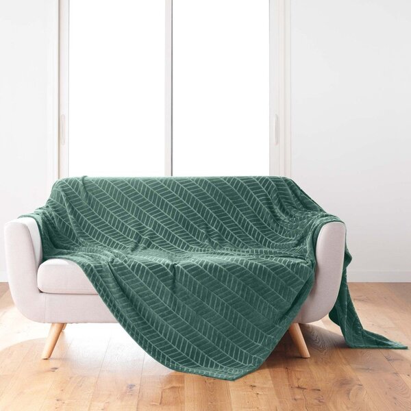Zöld mikroflanel ágytakaró 180x220 cm Arya – douceur d'intérieur