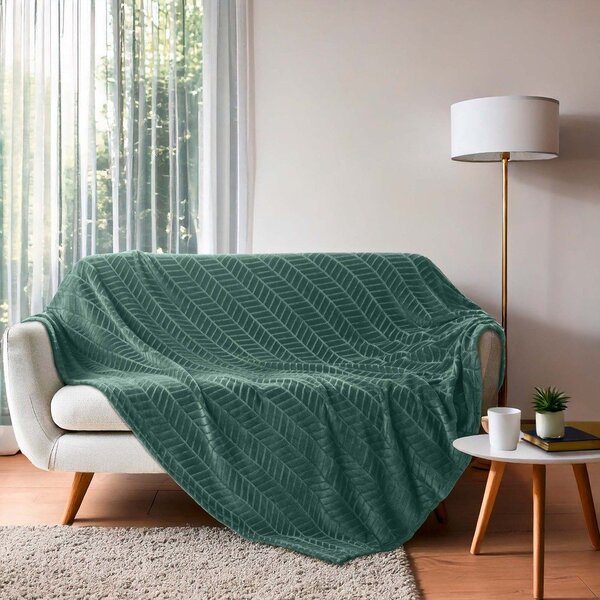 Zöld mikroflanel ágytakaró 180x220 cm Arya – douceur d'intérieur