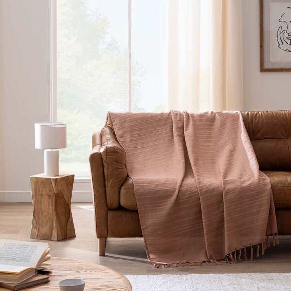 Terrakotta színű pamut ágytakaró 180x220 cm Lilia – douceur d'intérieur