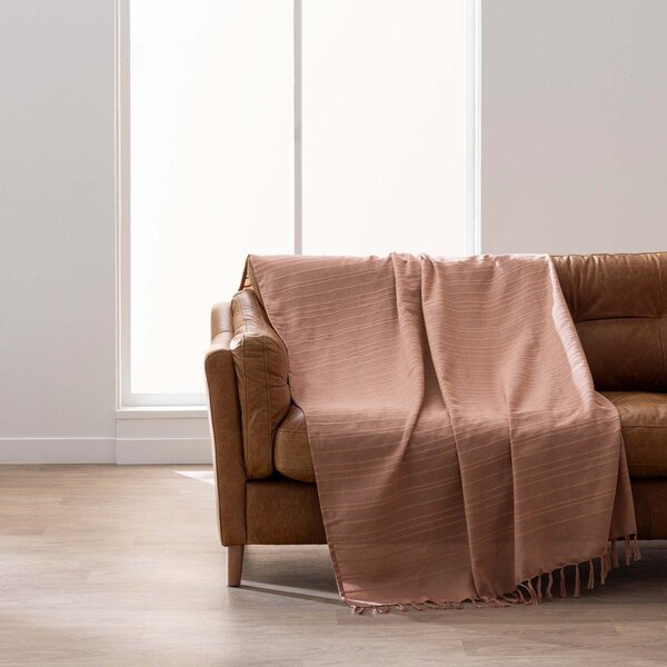 Terrakotta színű pamut ágytakaró 180x220 cm Lilia – douceur d'intérieur