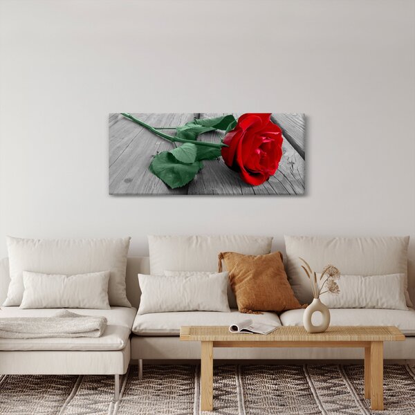 Kép - Piros rózsa zöld szárral (120x50 cm)