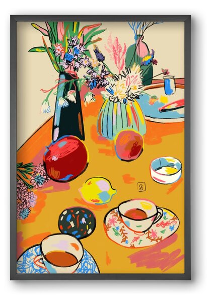 TEA AND FLOWERS AT HOME - falikép keretben | artbridge