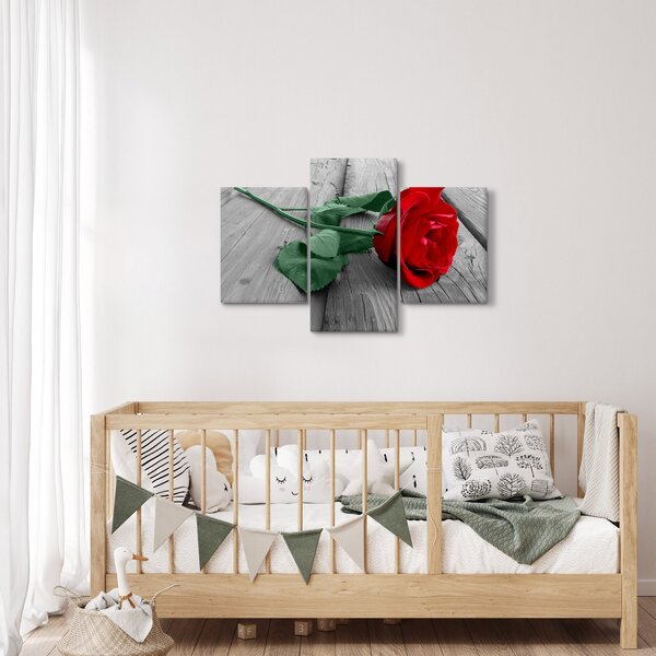 Kép - Piros rózsa zöld szárral (90x60 cm)