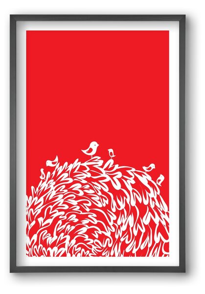 Red bird - falikép keretben | artbridge