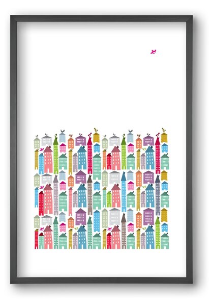 Houses and Birds - falikép keretben | artbridge
