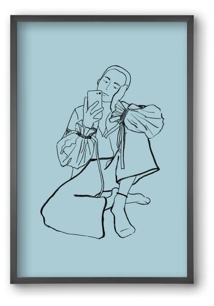 MIRROR SELFIE LIGHT BLUE - falikép keretben | artbridge