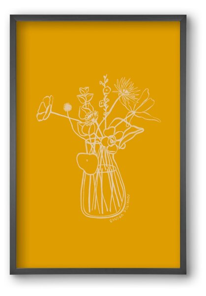 FLOWERS AND LEAVES IN YELLOW - falikép keretben | artbridge