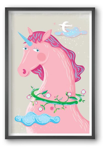 Pink Unikornis - falikép keretben | artbridge