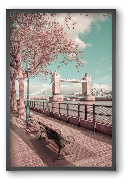 LONDON Thames Riverside & Tower Bridge | urban vintage style - falikép keretben | artbridge