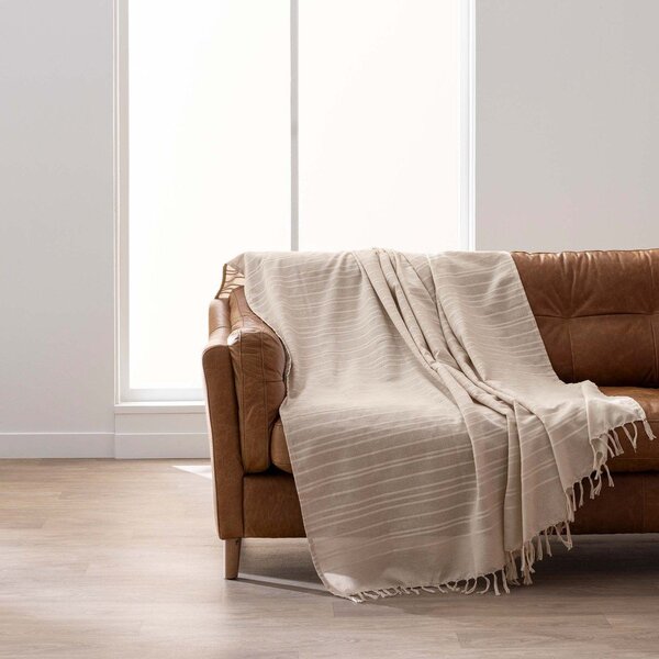 Bézs pamut ágytakaró 180x220 cm Lilia – douceur d'intérieur
