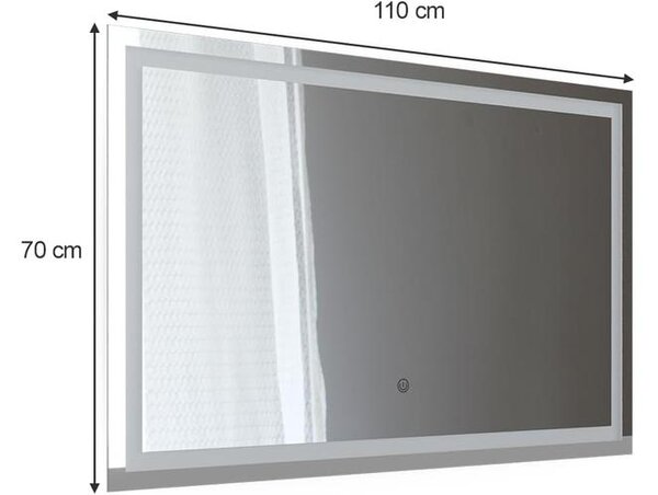 Vicco Viola tükör Led világítással, érintőkapcsolóval, 110x70 cm