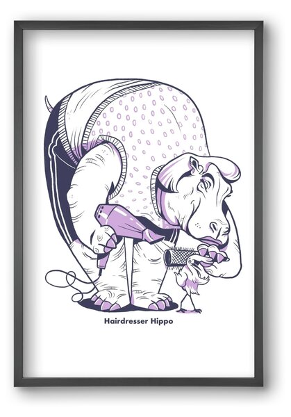 Hairdresser Hippo - falikép keretben | artbridge