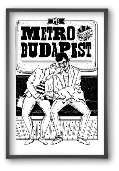 M3 metro kutyával - falikép keretben | artbridge