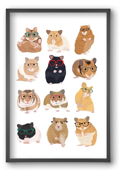 Hamster in glasses - falikép keretben | artbridge