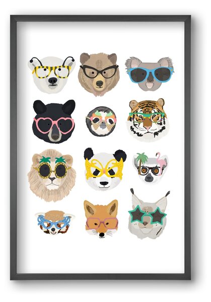 Big Cats in Glasses - falikép keretben | artbridge