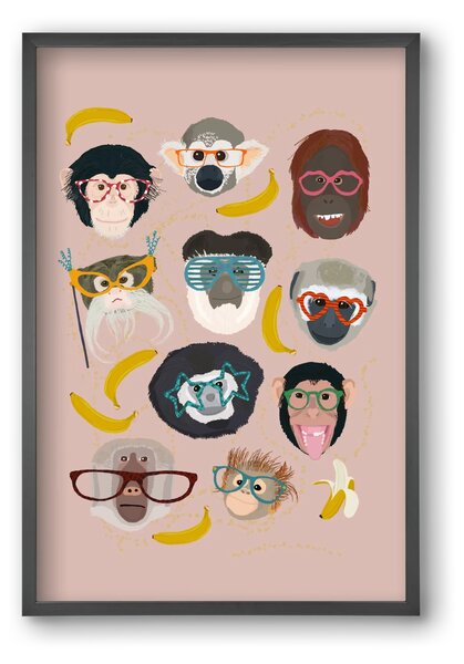Monkeys in glasses - falikép keretben | artbridge