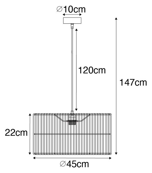 Keleti függőlámpa rattanból 45 cm - Maud