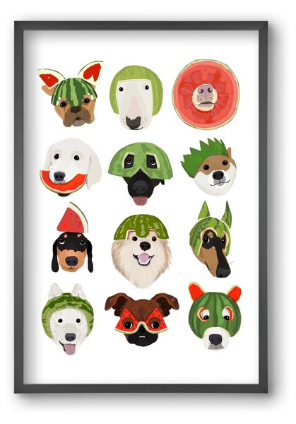 Watermelon dogs - falikép keretben | artbridge